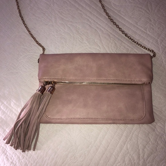 LIGHT PINK FOLDED LEATHER CROSS BODY BAG - Picture 2 of 9